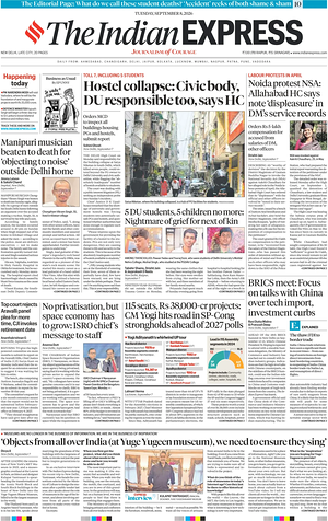 Prima pagina The Indian Express di oggi - Quotidiano estero