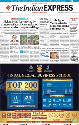 Prima pagina The Indian Express di oggi - Quotidiano estero