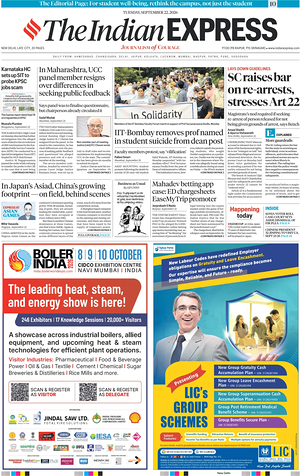 Prima pagina The Indian Express di oggi - Quotidiano estero