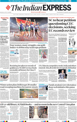 Prima pagina The Indian Express di oggi - Quotidiano estero