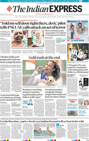 Prima pagina The Indian Express di oggi - Quotidiano estero