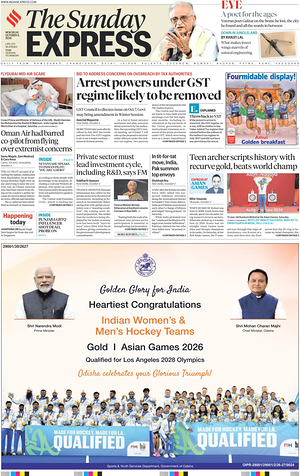 Prima pagina The Indian Express di oggi - Quotidiano estero