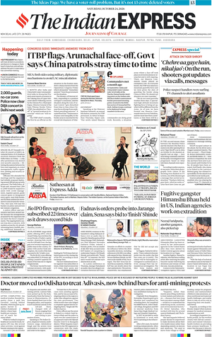 Prima pagina The Indian Express di oggi - Quotidiano estero