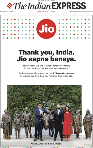Prima pagina The Indian Express di oggi - Quotidiano estero