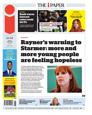 Today's iNews front page - National newspaper