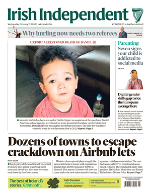 Prima pagina Irish Independent di oggi - Quotidiano estero