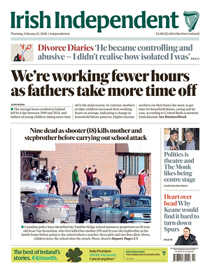 Prima pagina Irish Independent di oggi - Quotidiano estero