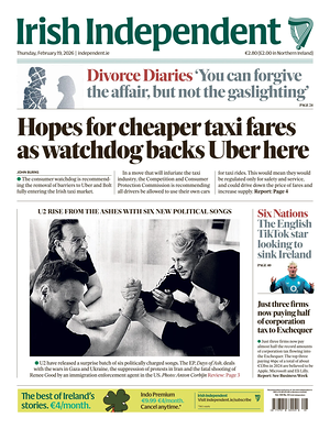 Prima pagina Irish Independent di oggi - Quotidiano estero