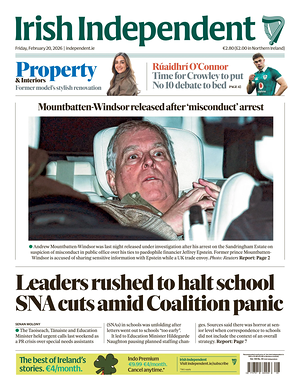 Prima pagina Irish Independent di oggi - Quotidiano estero