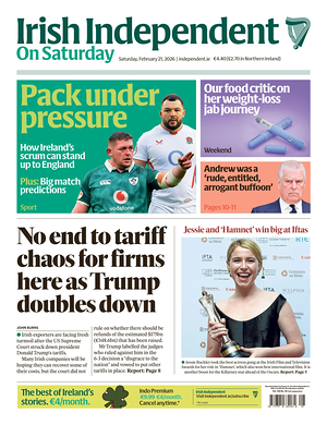 Prima pagina Irish Independent di oggi - Quotidiano estero