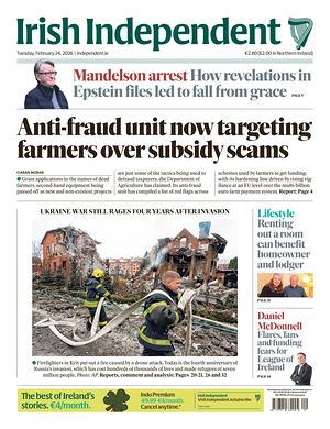 Prima pagina Irish Independent di oggi - Quotidiano estero