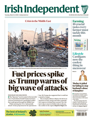 Prima pagina Irish Independent di oggi - Quotidiano estero