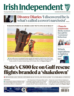 Prima pagina Irish Independent di oggi - Quotidiano estero