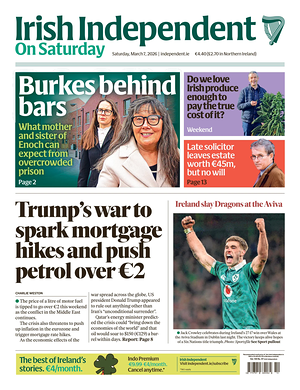 Prima pagina Irish Independent di oggi - Quotidiano estero