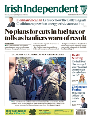 Prima pagina Irish Independent di oggi - Quotidiano estero