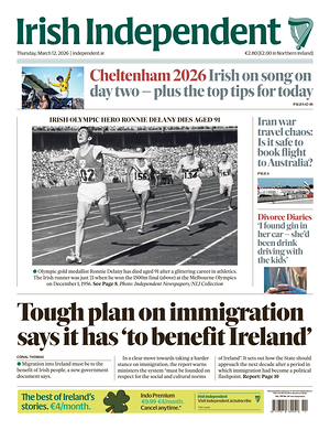 Prima pagina Irish Independent di oggi - Quotidiano estero