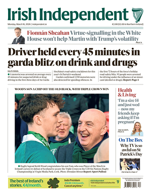 Prima pagina Irish Independent di oggi - Quotidiano estero