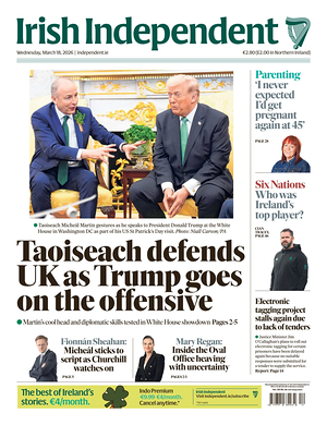 Prima pagina Irish Independent di oggi - Quotidiano estero