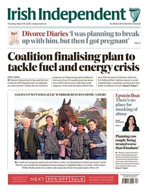 Prima pagina Irish Independent di oggi - Quotidiano estero