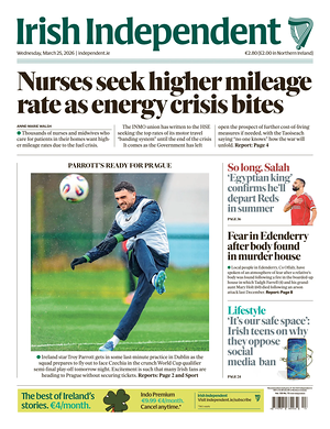 Prima pagina Irish Independent di oggi - Quotidiano estero