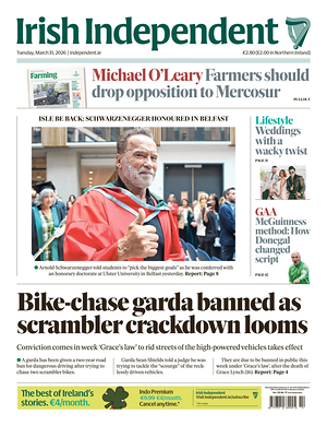 Prima pagina Irish Independent di oggi - Quotidiano estero