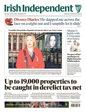 Prima pagina Irish Independent di oggi - Quotidiano estero