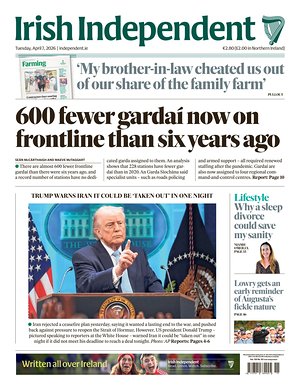 Prima pagina Irish Independent di oggi - Quotidiano estero