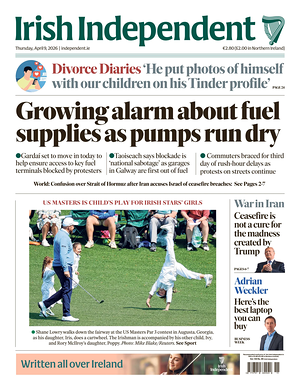 Prima pagina Irish Independent di oggi - Quotidiano estero