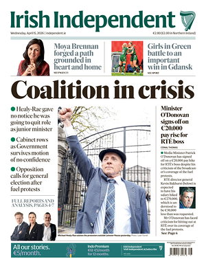 Prima pagina Irish Independent di oggi - Quotidiano estero
