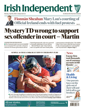 Prima pagina Irish Independent di oggi - Quotidiano estero
