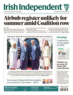 Irish Independent prima pagina