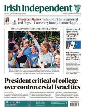 Prima pagina Irish Independent di oggi - Quotidiano estero