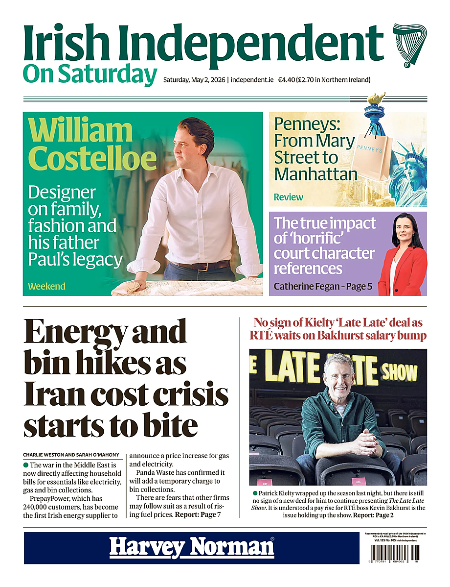 Portada Irish Independent de hoy - Quiosco 2 mayo 2026