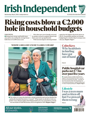 Prima pagina Irish Independent di oggi - Quotidiano estero
