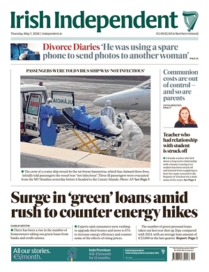 Prima pagina Irish Independent di oggi - Quotidiano estero