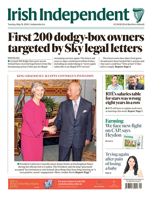 Prima pagina Irish Independent di oggi - Quotidiano estero