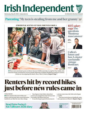 Prima pagina Irish Independent di oggi - Quotidiano estero