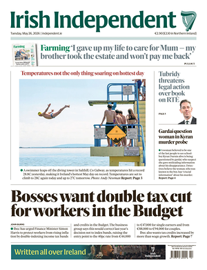 Prima pagina Irish Independent di oggi - Quotidiano estero
