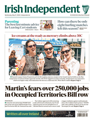 Prima pagina Irish Independent di oggi - Quotidiano estero