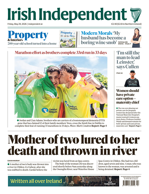 Prima pagina Irish Independent di oggi - Quotidiano estero