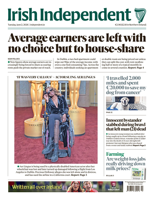 Prima pagina Irish Independent di oggi - Quotidiano estero