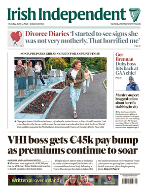 Prima pagina Irish Independent di oggi - Quotidiano estero