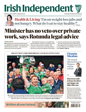 Prima pagina Irish Independent di oggi - Quotidiano estero