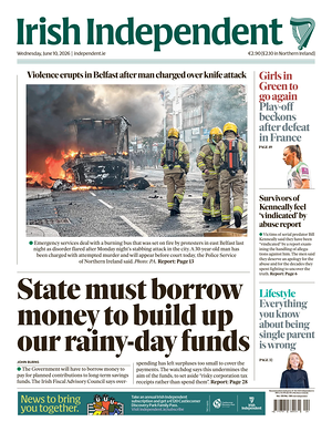 Prima pagina Irish Independent di oggi - Quotidiano estero