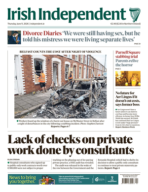Prima pagina Irish Independent di oggi - Quotidiano estero