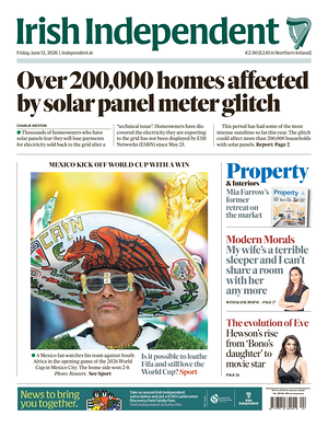 Prima pagina Irish Independent di oggi - Quotidiano estero