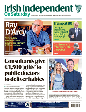 Prima pagina Irish Independent di oggi - Quotidiano estero