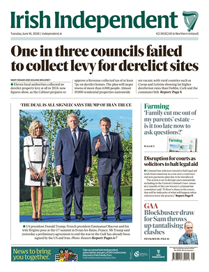 Prima pagina Irish Independent di oggi - Quotidiano estero