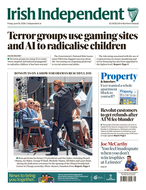 Prima pagina Irish Independent di oggi - Quotidiano estero