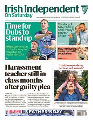 Prima pagina Irish Independent di oggi - Quotidiano estero